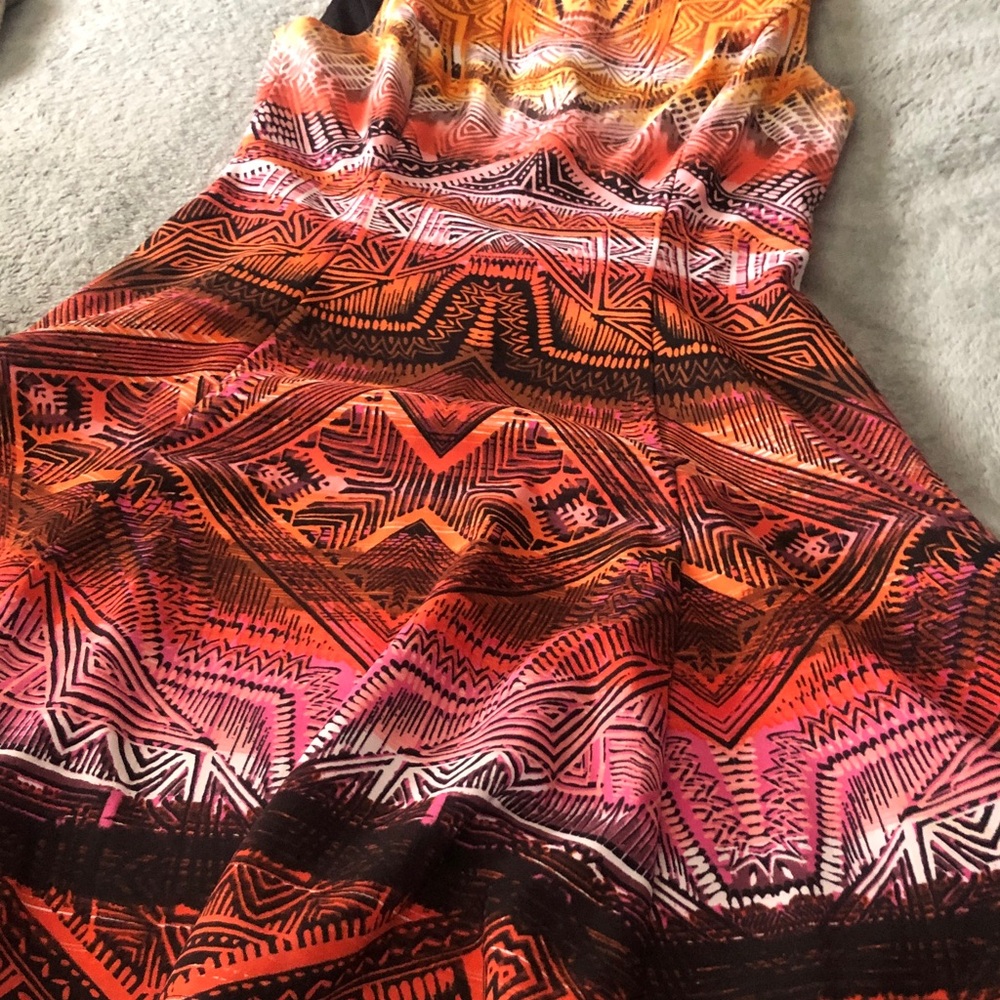 Vibrant Multicolor Geometric Print Dress